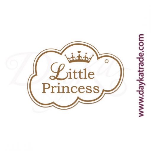 Etiqueta de tablero lacado blanco con mensaje grabado "Little princess".