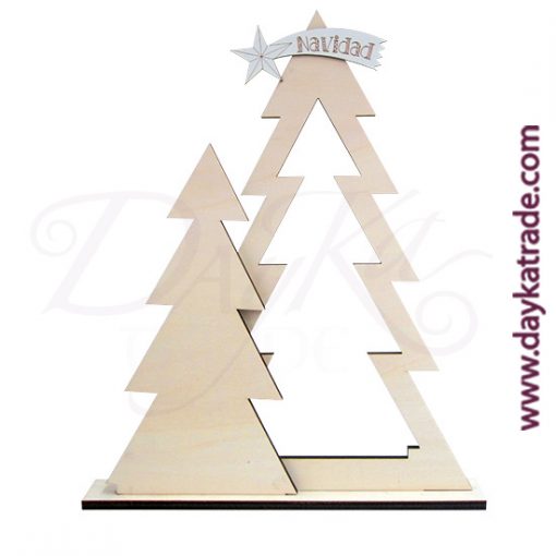 Kit Navidad abeto con estrella fugaz en madera y las piezas blancas en tablero lacado de Dayka Trade.